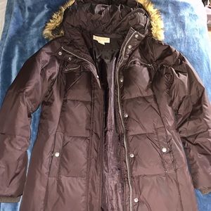 Michael Kors Brown Extra Long Puffer Coat